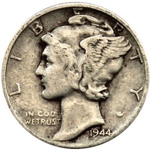 1944 Silver Mercury Dime G/VG