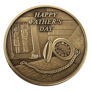 Fathers Day Pocket Watch Bronze Medallion
