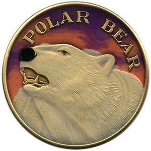 Polar Bear Bronze Medallion Enameled