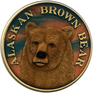 Alaskan Brown Bear Bronze Medallion Enameled