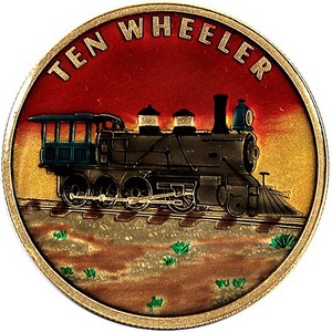Train Ten Wheeler Bronze Medallion Enameled