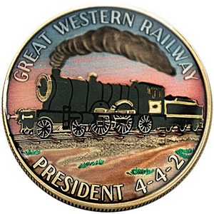 Train Great Western Railway President 442 Bronze Medallion Enameled