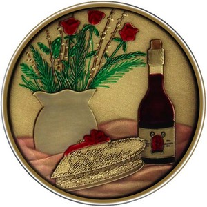 Candy Heart Bronze Medallion Enameled