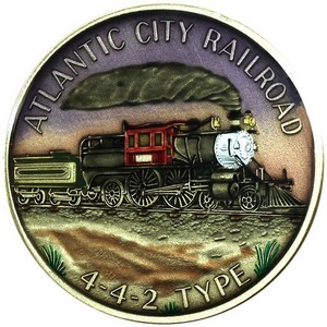 Train Atlantic City Railroad 442 Type Bronze Medallion Enameled