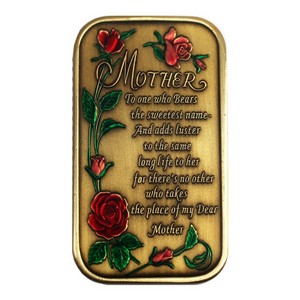 Mother Poem Bronze Bar Enameled