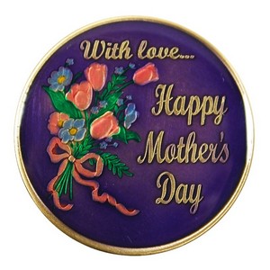 Mothers Day Rose Bronze Medallion Enameled