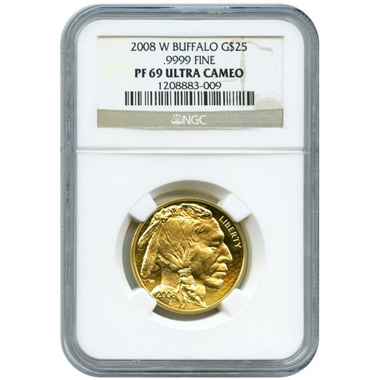 2008 W Gold Buffalo Quarter Ounce PF69 UC NGC