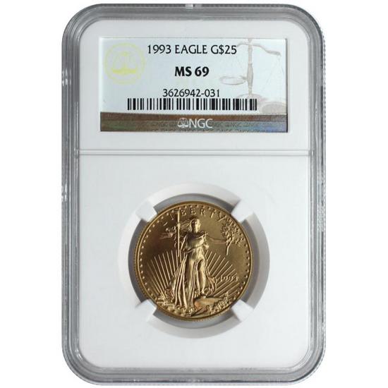 1993 Gold American Eagle Half Ounce MS69 NGC