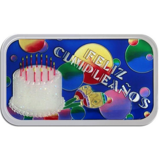 Feliz Cumpleanos 1oz .999 Silver Bar Enameled