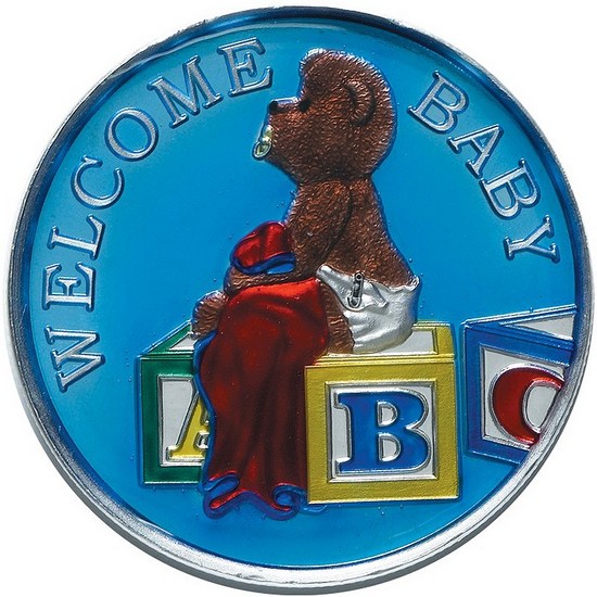 Welcome Baby 1oz .999 Silver Medallion Enameled Blue