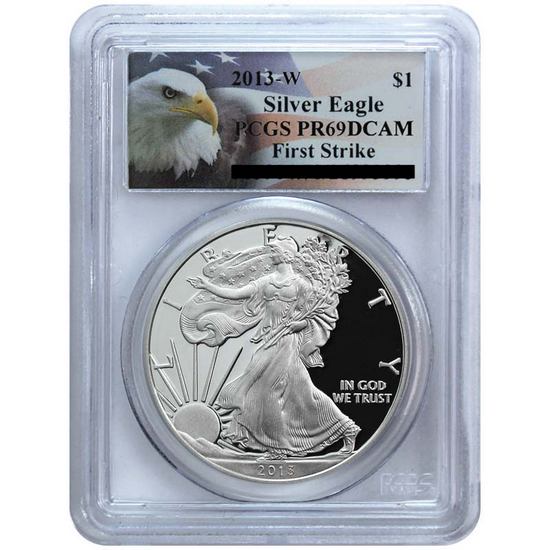 2013 W Silver American Eagle PR69 DCAM FS PCGS Eagle Label
