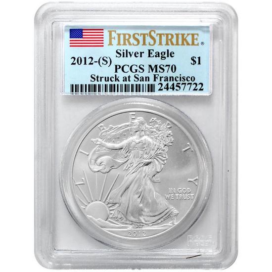 2012 S Silver American Eagle Struck at San Francisco Mint MS70 FS PCGS