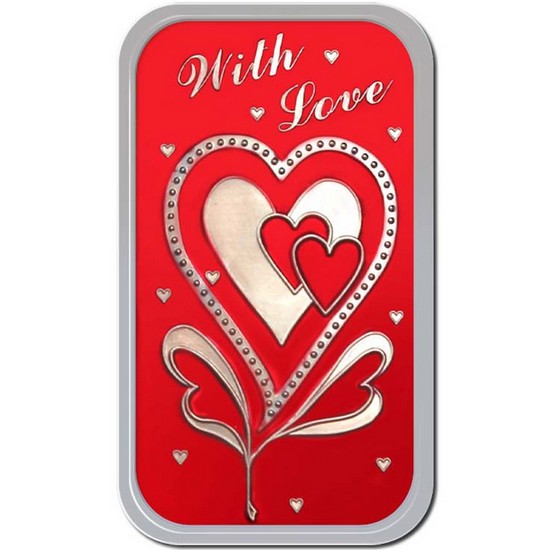 With Love 1oz .999 Silver Bar Enameled