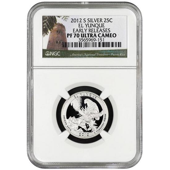 2012 S America The Beautiful Silver Quarter El Yunque PF70 UC ER NGC