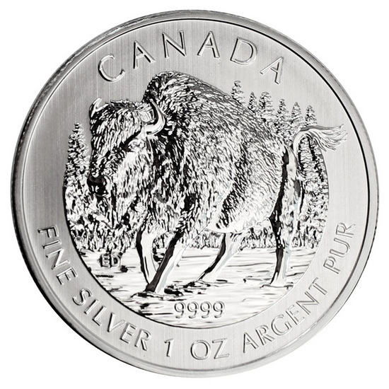 2013 Canada Silver Wood Bison 1oz BU