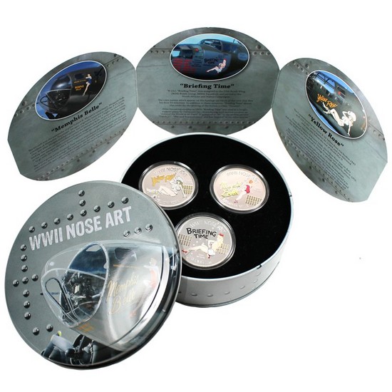 2012 New Zealand Silver WWII Nose Art 3pc Set 1oz Proof