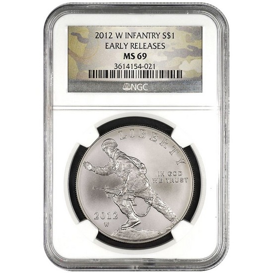 2012 W Infantry Soldier Silver Dollar MS69 ER NGC Camo Label