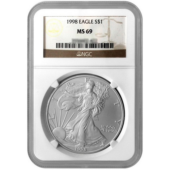 1998 Silver American Eagle MS69 NGC
