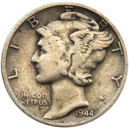 1944 S Silver Mercury Dime G/VG