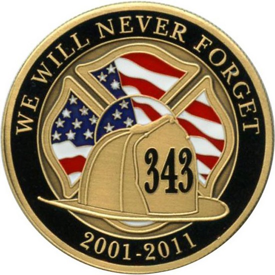 We Will Never Forget 911 Bronze Medallion Enameled