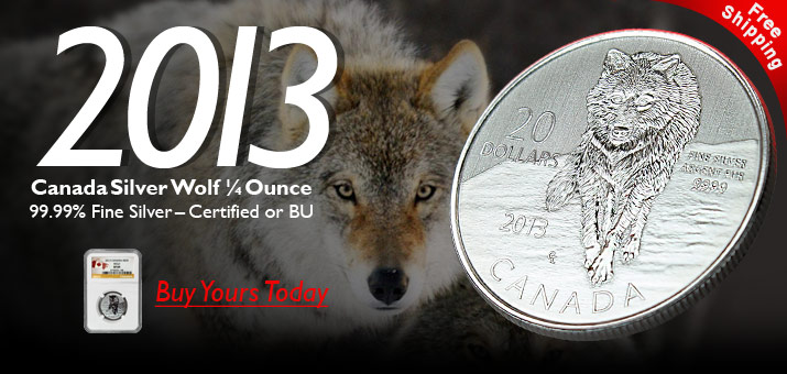 2013 Canada Silver Wolf Quarter Ounce