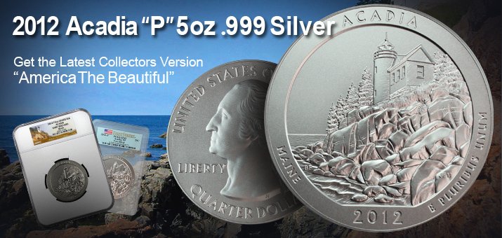 2012 America The Beautiful 5oz Silver Acadia Coins