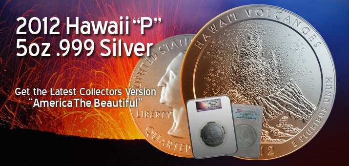 2012 America The Beautiful 5oz Silver Hawaii Volcanoes Coins