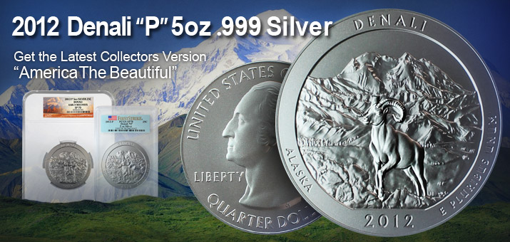 2012 ATB 5oz Silver Denali Coins