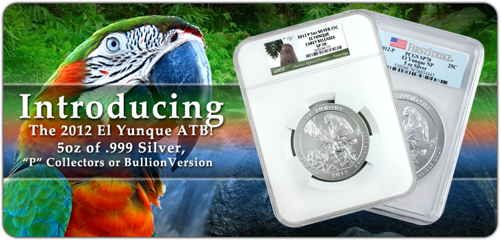 2012 America The Beautiful 5oz Silver El Yunque Coins