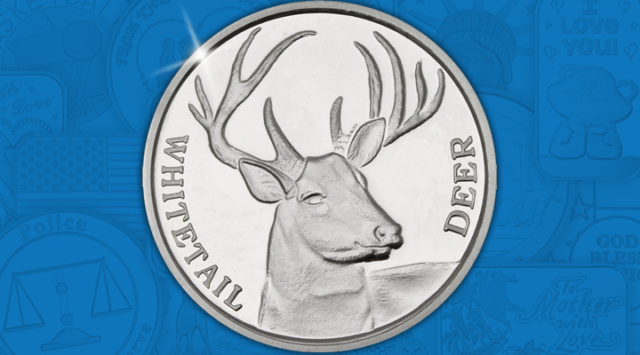 “Deer Whitetail Deer 1oz Silver Medallion - October Silver Of the Month