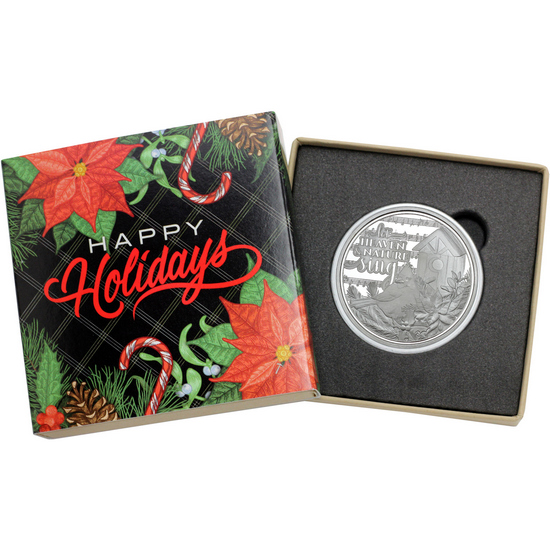 2020 Christmas Wishes and Mistletoe Kisses Candy Cane 1oz .999 Silver Round in Gift Box