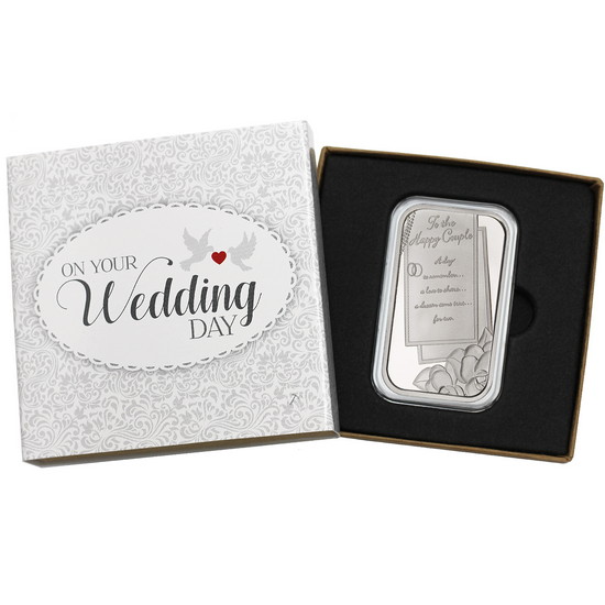 Wedding To The Happy Couple 1oz .999 Silver Bar Dated 2024 in Gift Box