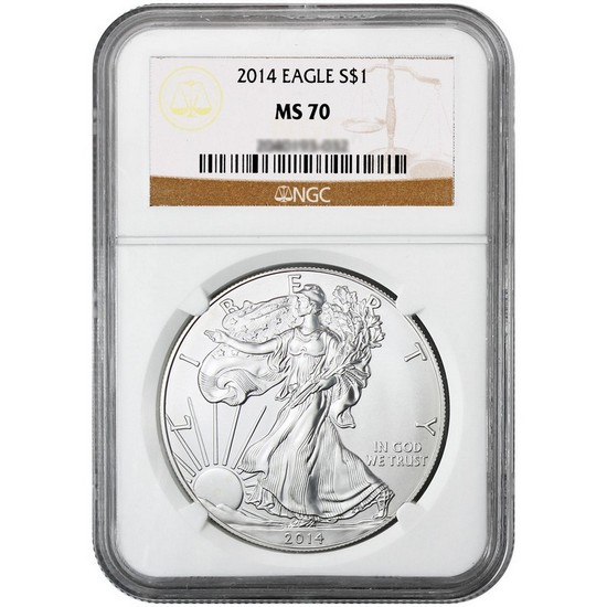2014 Silver American Eagle MS70 NGC Brown Label