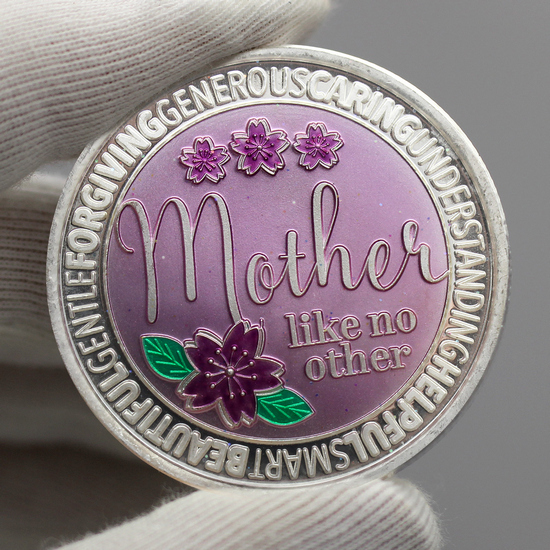 Hand-Enameled Mother Like No Other 1oz .999 Silver Medallion Hand Photo to See Reflecitve Qualities