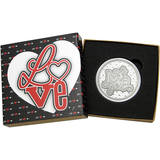 I Love You 1oz .999 Silver Medallion in Gift Box
