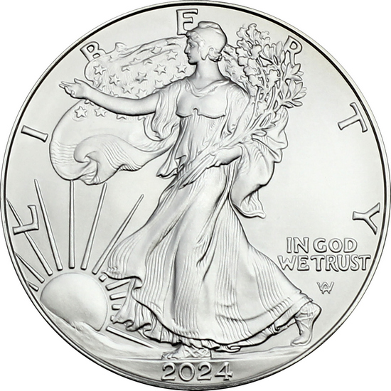 2024 Silver American Eagle BU Coin in Flip