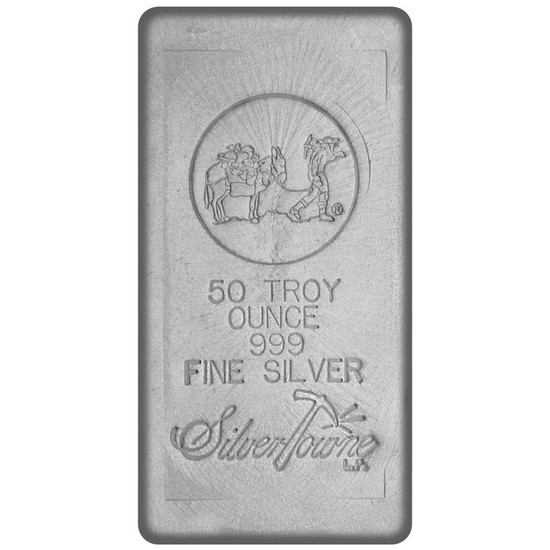 50 oz Hand Poured Silver Bar 999 Fine Silver SilverTowne