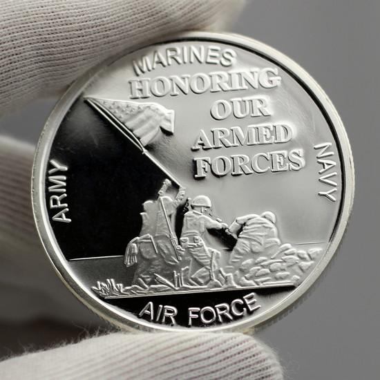 Reflective View of Honoring Our Armed Forces 1oz .999 Silver Medallion