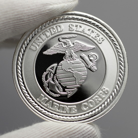 Close Up U.S. Marines 1oz .999 Silver Round