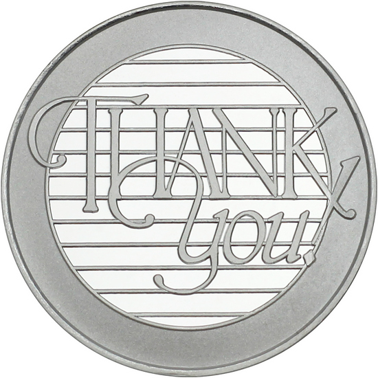 Thank You! 1oz .999 Silver Medallion in Gift Box Close up of Design