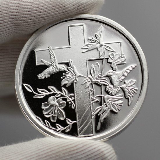 Reflective Qualties of the Religious Cross 1oz .999 Silver Round