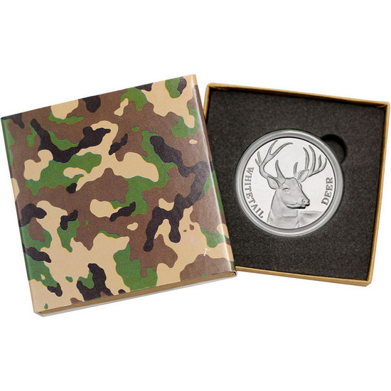 Whitetail Deer 1oz .999 Silver Medallion in Gift Packaging