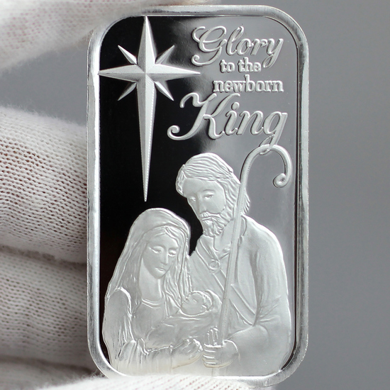 2023 Glory to the Newborn King Nativity Scene 1oz .999 Silver Bar in Gift Box
