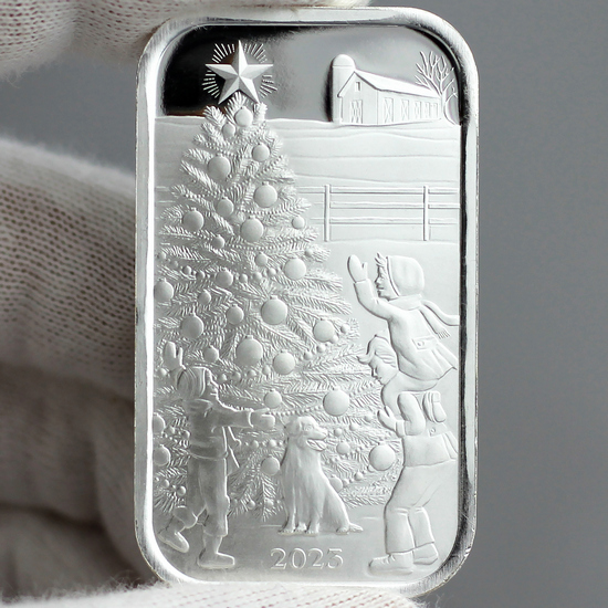 2023 Country Winter Kids with Christmas Tree 1oz .999 Silver Bar in Gift Box