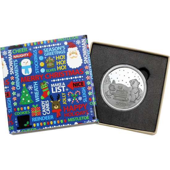2022 Not a Creature Was Stirring...Mouse Family 1oz .999 Silver Medallion in Gift Box
