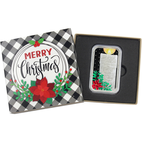 2020 Christmas Wishes and Mistletoe Kisses Candy Cane 1oz .999 Silver Enameled Round in Gift Box