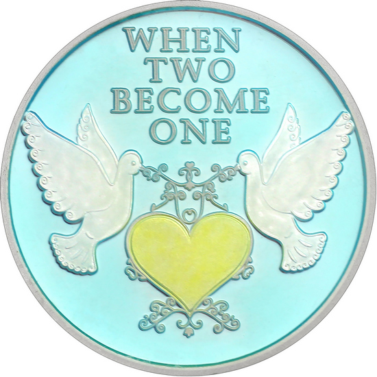 When Two Become One Doves 1oz .999 Silver Medallion Enameled Dated 2024 in Gift Box