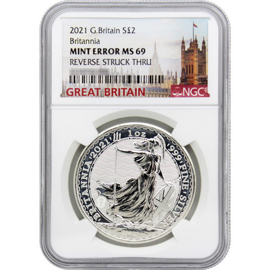 2021 Great Britain Britannia 1oz Silver Coin MS69 *Mint Error* NGC Britain Label