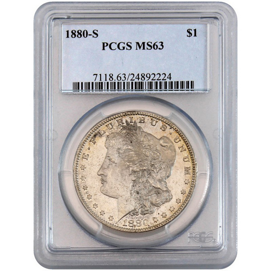 1880 S Morgan Silver Dollar MS63 PCGS Blue Label