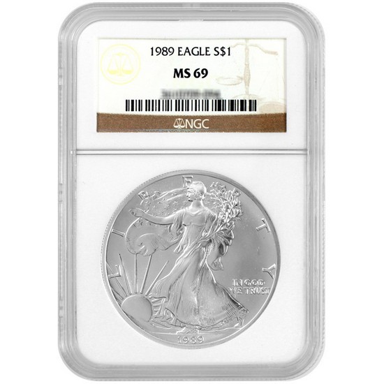 1989 Silver American Eagle MS69 NGC Brown Label